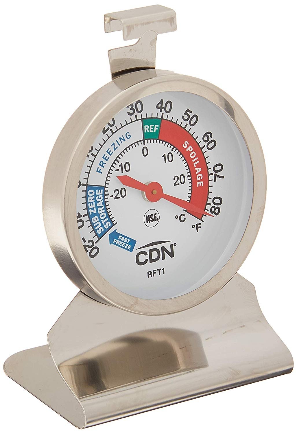 CDN RFT1 Heavy Duty Refrigerator/Freezer Thermometer Fahrenheit Reading 20  To +80°F (-30 To +30°C)