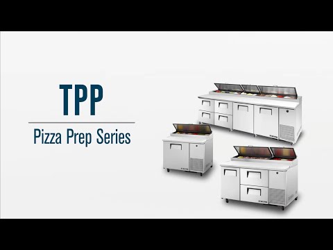 True TPP-AT-119-HC 119" Four Solid Door Pizza Prep Table