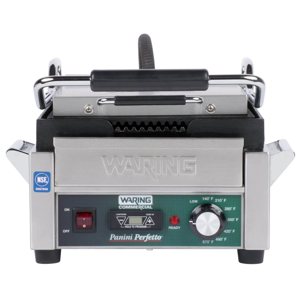Waring 9.75'' Electric Grill Sandwich Maker & Panini Press with